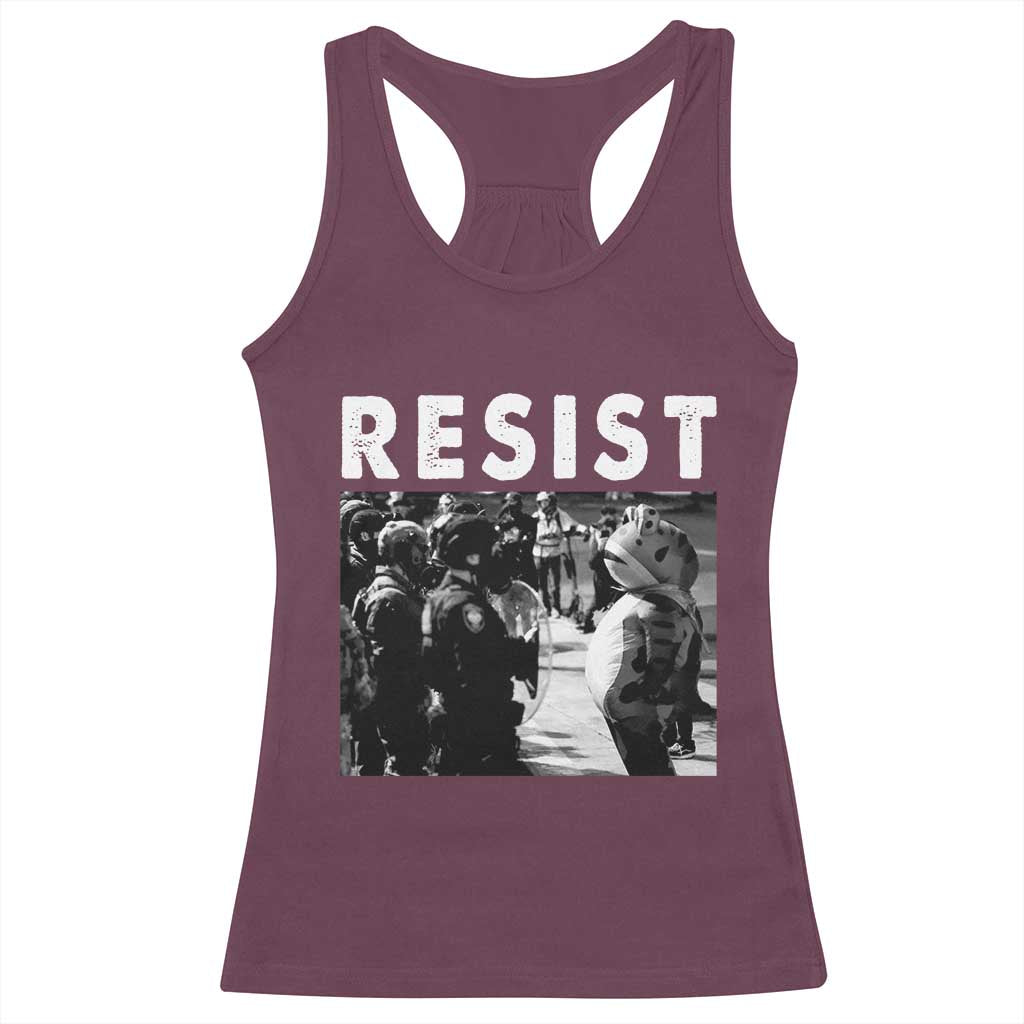 Portland Resist Frog Racerback Tank Top Oregon Iconic Frogs Photo Protest Moment TS02 Maroon Print Your Wear