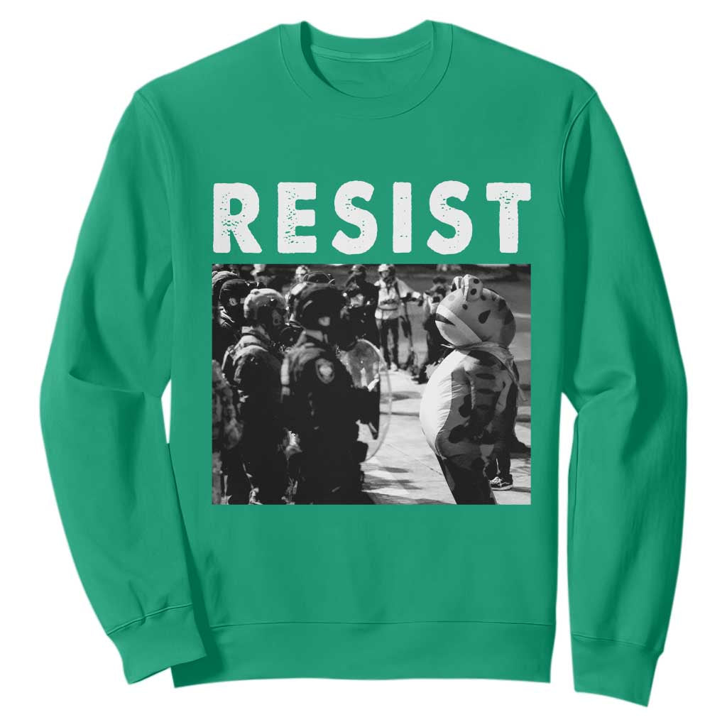 Portland Resist Frog Sweatshirt Oregon Iconic Frogs Photo Protest Moment TS02 Irish Green Print Your Wear