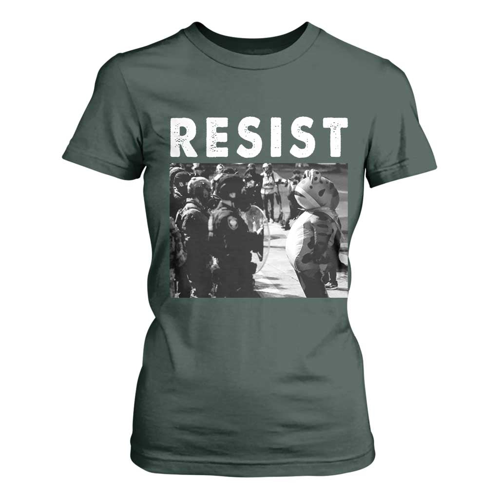 Portland Resist Frog T Shirt For Women Oregon Iconic Frogs Photo Protest Moment TS02 Dark Forest Green Print Your Wear