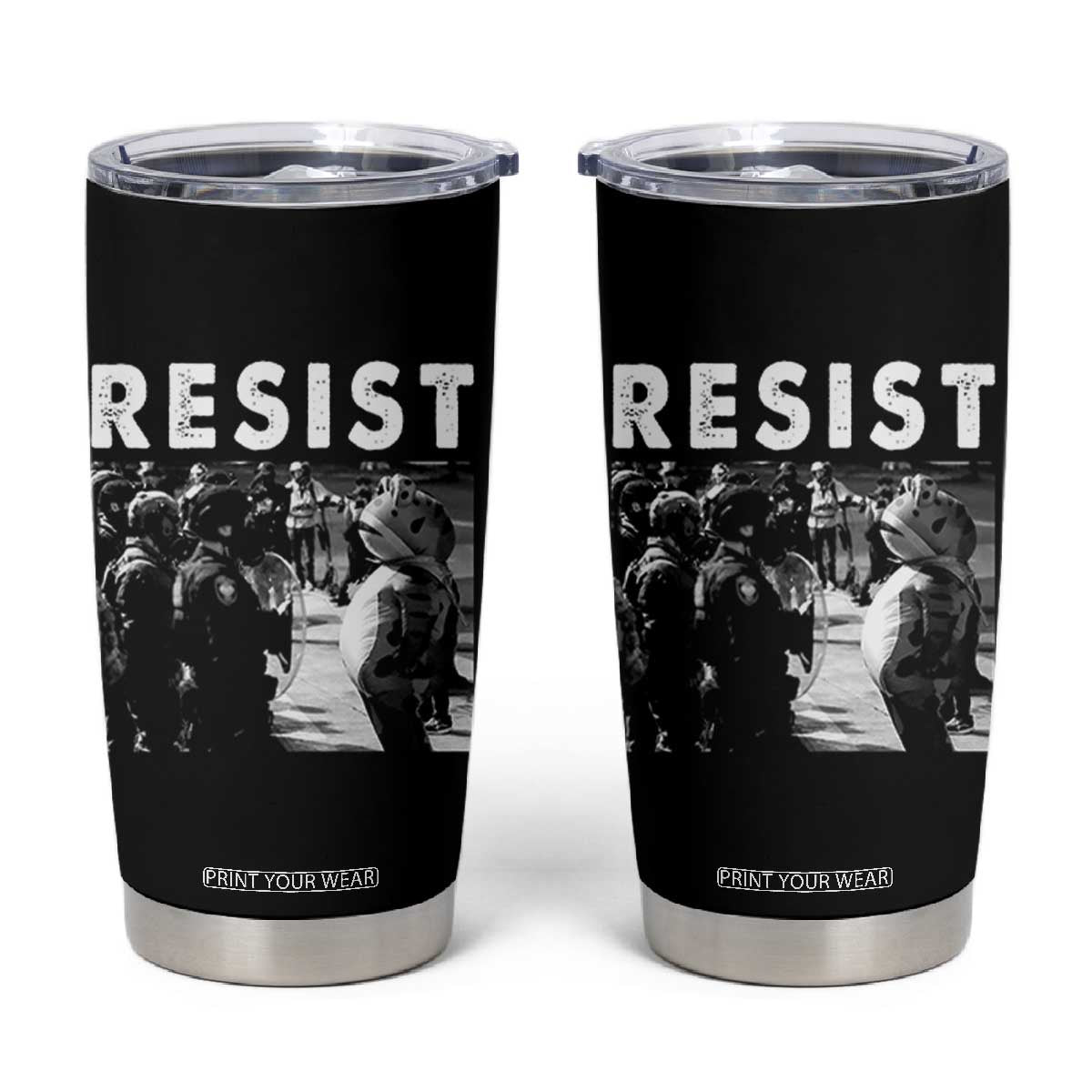 Portland Resist Frog Tumbler Cup Oregon Iconic Frogs Photo Protest Moment TS02 Black Print Your Wear