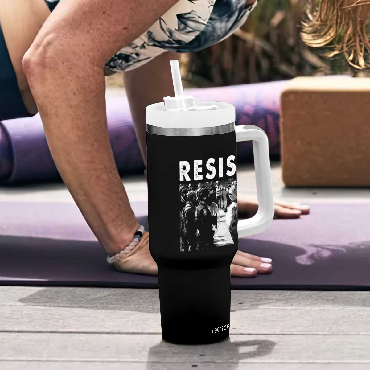 Portland Resist Frog Tumbler With Handle Oregon Iconic Frogs Photo Protest Moment TS02 Print Your Wear