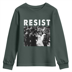 Portland Resist Frog Youth Sweatshirt Oregon Iconic Frogs Photo Protest Moment TS02 Dark Forest Green Print Your Wear