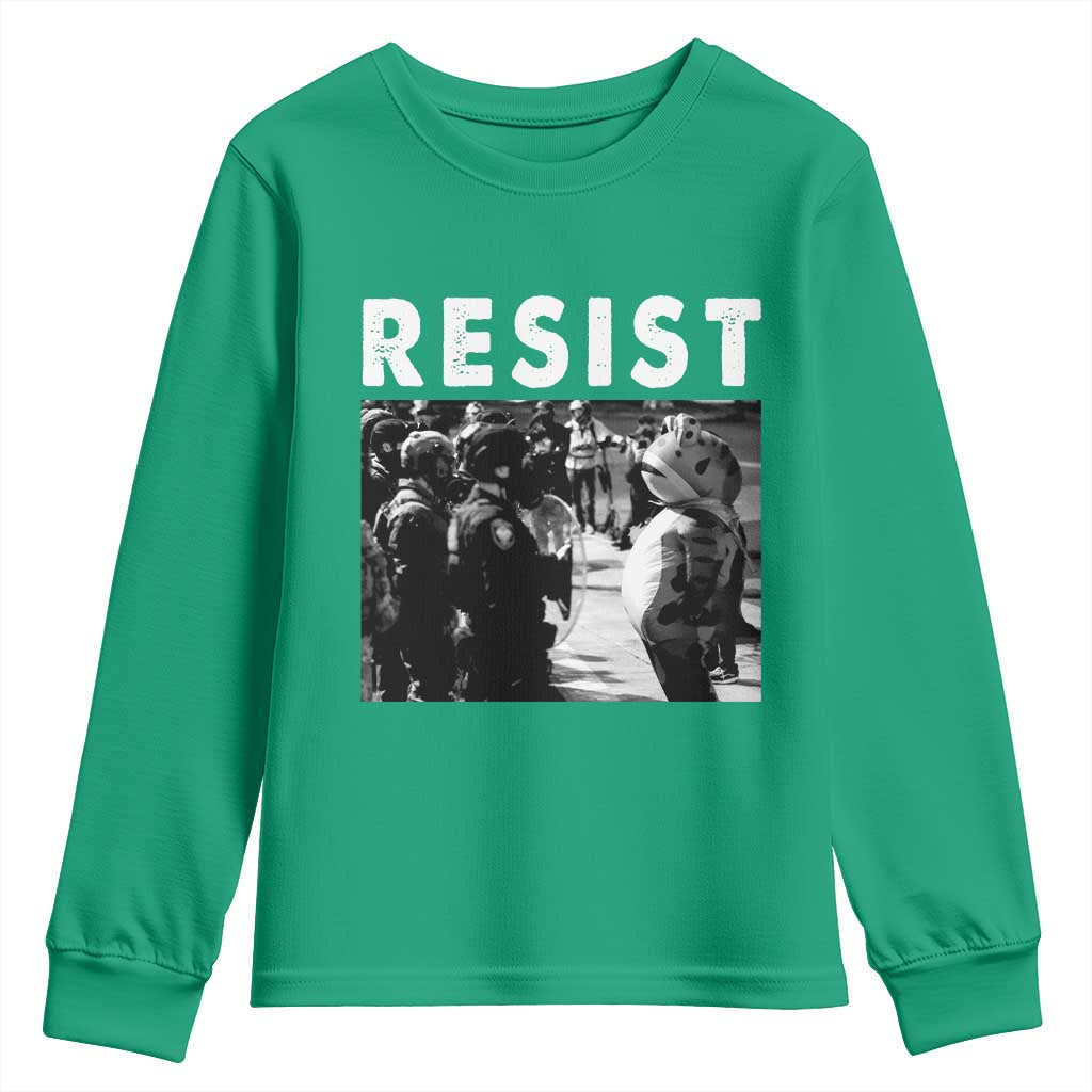 Portland Resist Frog Youth Sweatshirt Oregon Iconic Frogs Photo Protest Moment TS02 Irish Green Print Your Wear