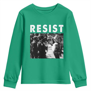 Portland Resist Frog Youth Sweatshirt Oregon Iconic Frogs Photo Protest Moment TS02 Irish Green Print Your Wear