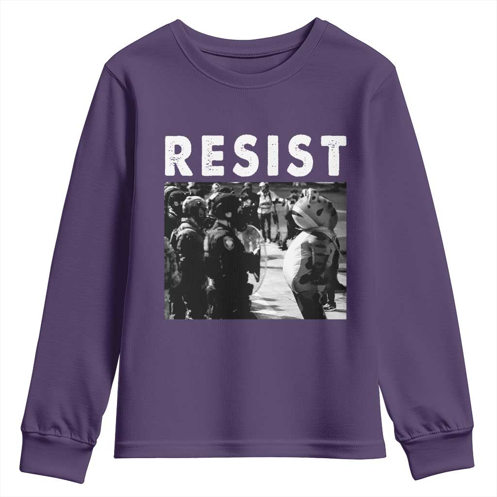 Portland Resist Frog Youth Sweatshirt Oregon Iconic Frogs Photo Protest Moment TS02 Purple Print Your Wear