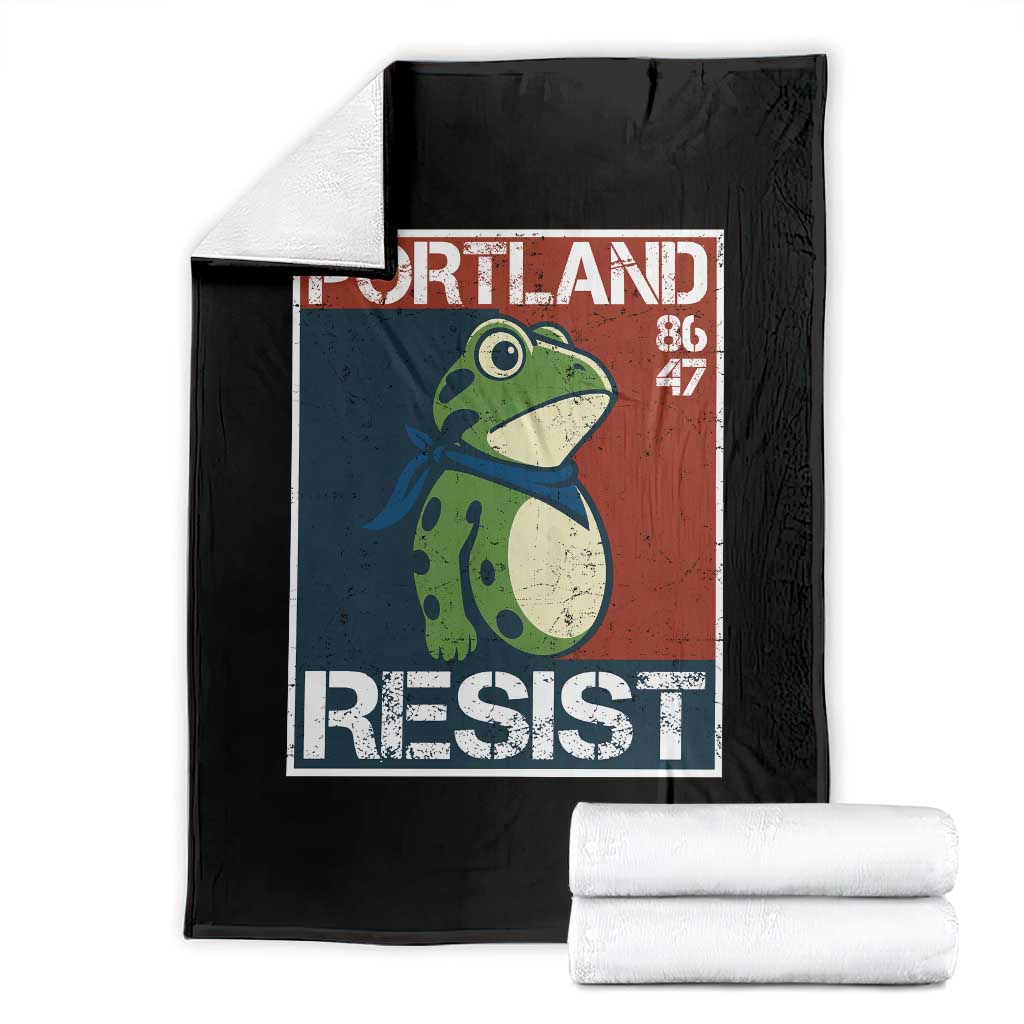 Portland Resist Retro Frog 8647 Throw Blanket Political Satire Protest Poster Graphic TS02 Black Print Your Wear