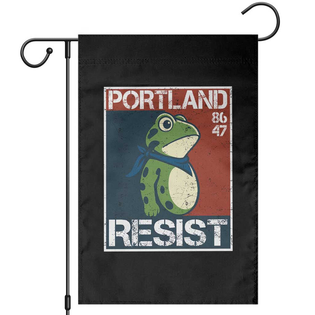 Portland Resist Retro Frog 8647 Garden Flag Political Satire Protest Poster Graphic TS02 Black Print Your Wear