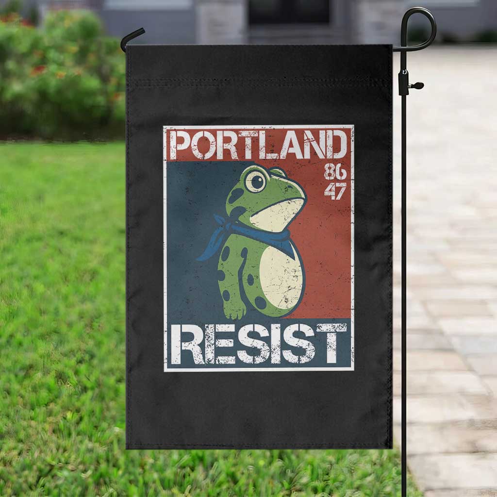 Portland Resist Retro Frog 8647 Garden Flag Political Satire Protest Poster Graphic TS02 Print Your Wear