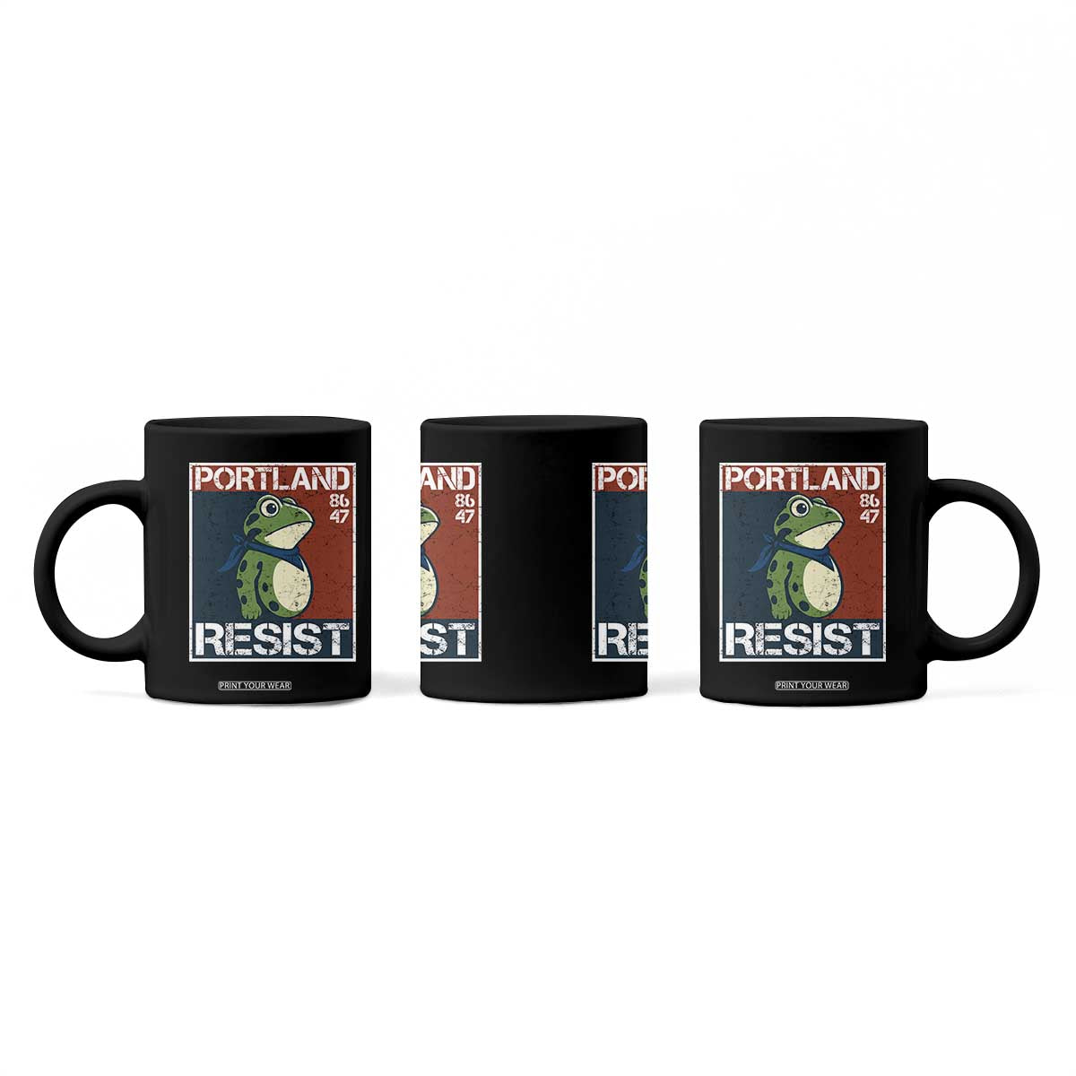 Portland Resist Retro Frog 8647 Coffee Mug Political Satire Protest Poster Graphic TS02 Print Your Wear