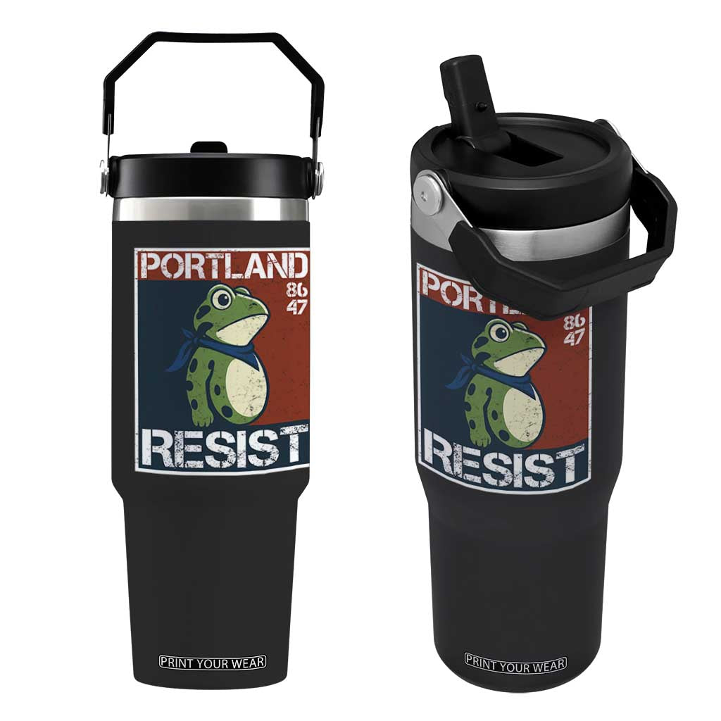 Portland Resist Retro Frog 8647 Flip Straw Tumbler Political Satire Protest Poster Graphic TS02 One Size: 30 oz Black Print Your Wear