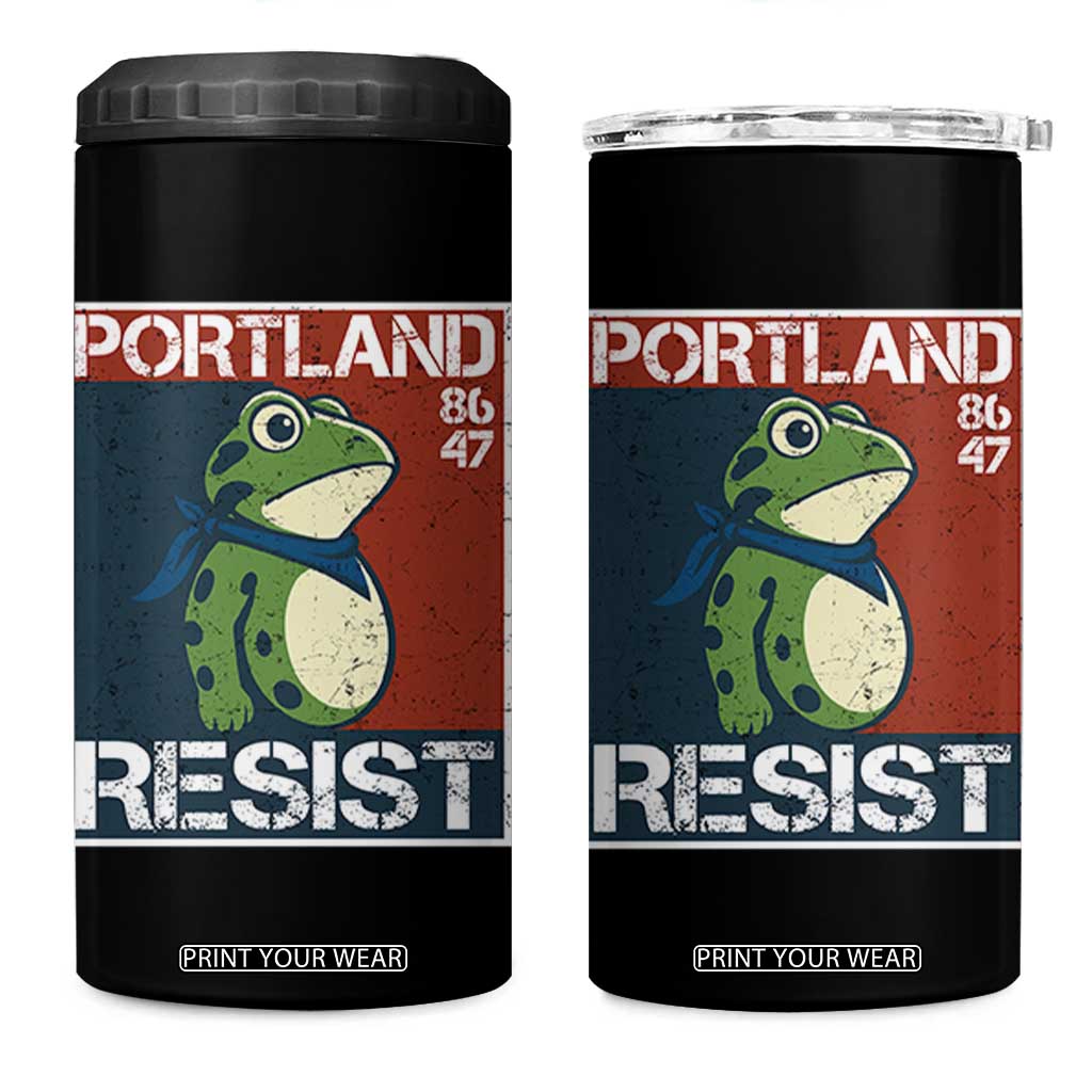 Portland Resist Retro Frog 8647 4 in 1 Can Cooler Tumbler Political Satire Protest Poster Graphic TS02 One Size: 16 oz Black Print Your Wear