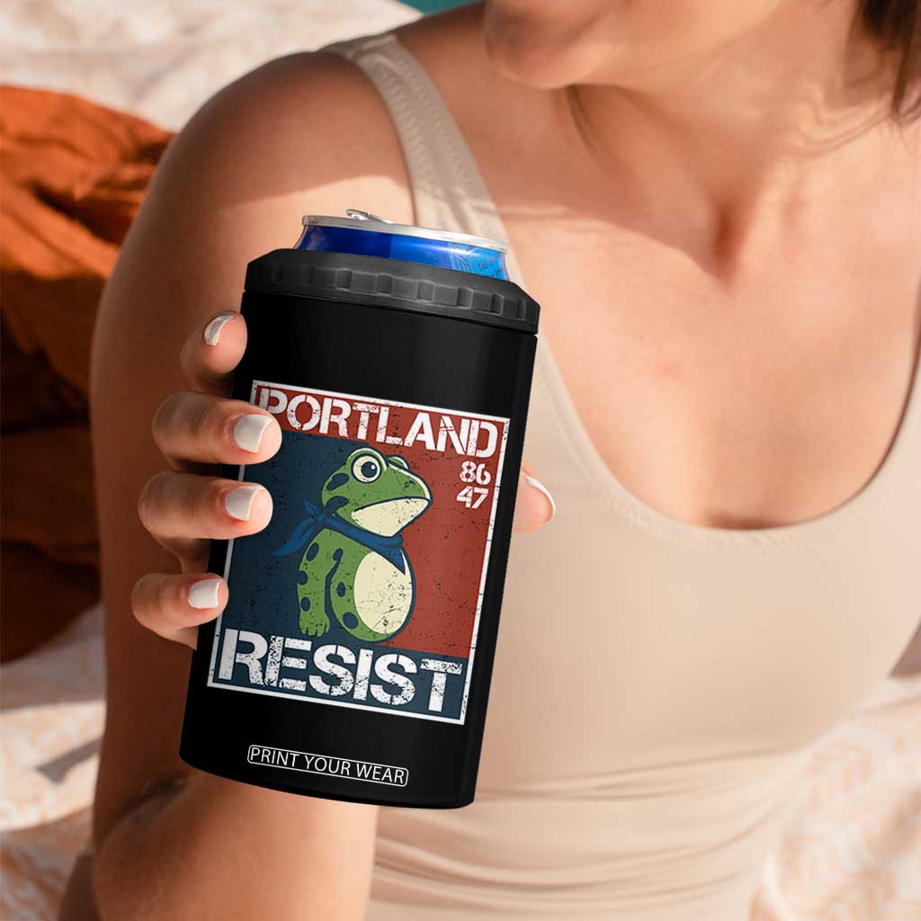 Portland Resist Retro Frog 8647 4 in 1 Can Cooler Tumbler Political Satire Protest Poster Graphic TS02 Print Your Wear