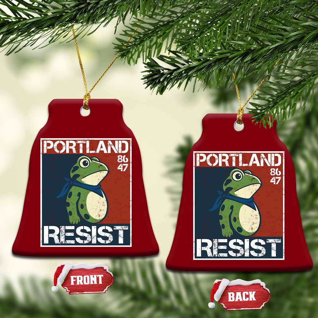Portland Resist Retro Frog 8647 Ceramic Ornament Political Satire Protest Poster Graphic TS02 Print Your Wear