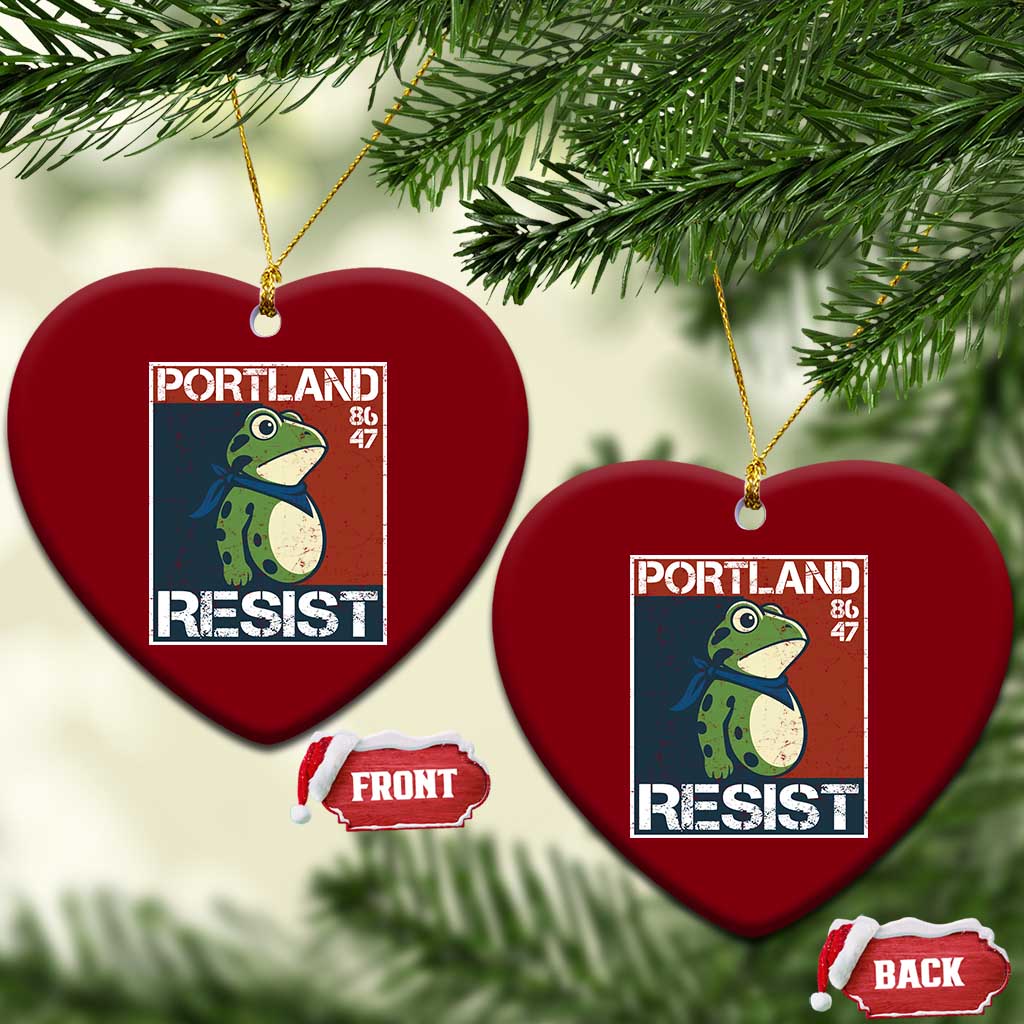 Portland Resist Retro Frog 8647 Ceramic Ornament Political Satire Protest Poster Graphic TS02 Print Your Wear