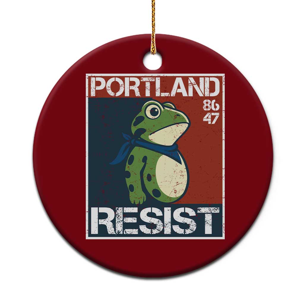 Portland Resist Retro Frog 8647 Ceramic Ornament Political Satire Protest Poster Graphic - Print Your Wear
