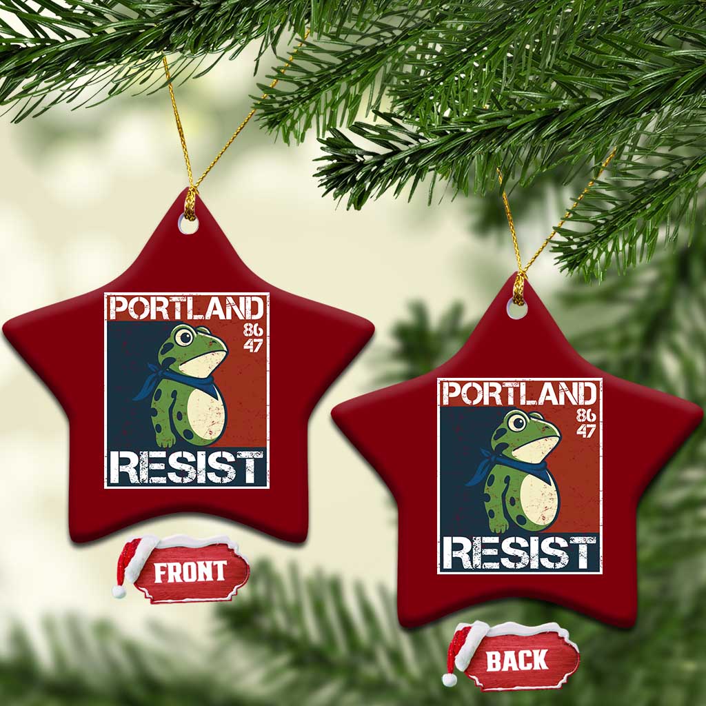 Portland Resist Retro Frog 8647 Ceramic Ornament Political Satire Protest Poster Graphic TS02 Print Your Wear
