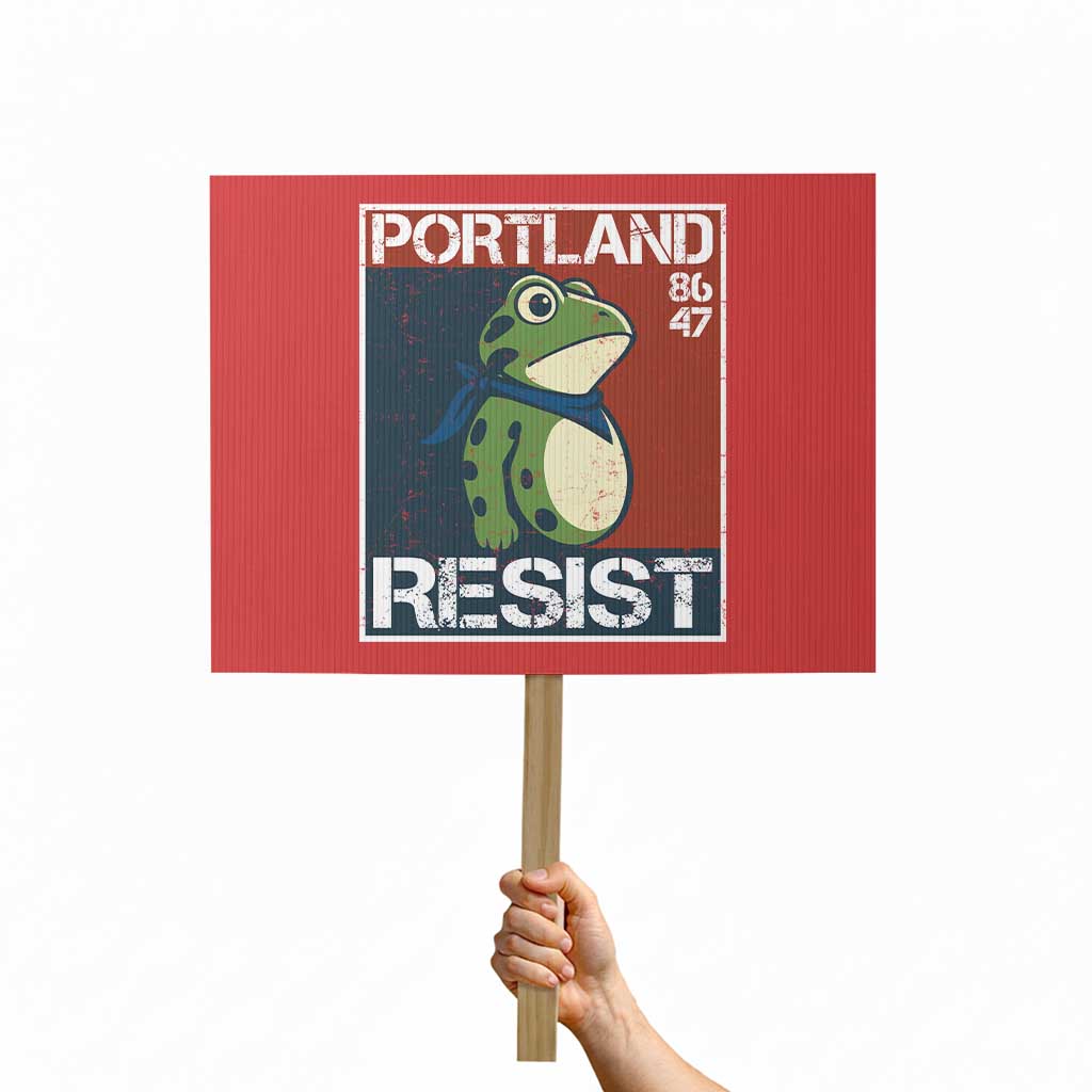 Portland Resist Retro Frog 8647 Protest Sign Political Satire Protest Poster Graphic TS02 Horizontal 18" x 24" Red Print Your Wear