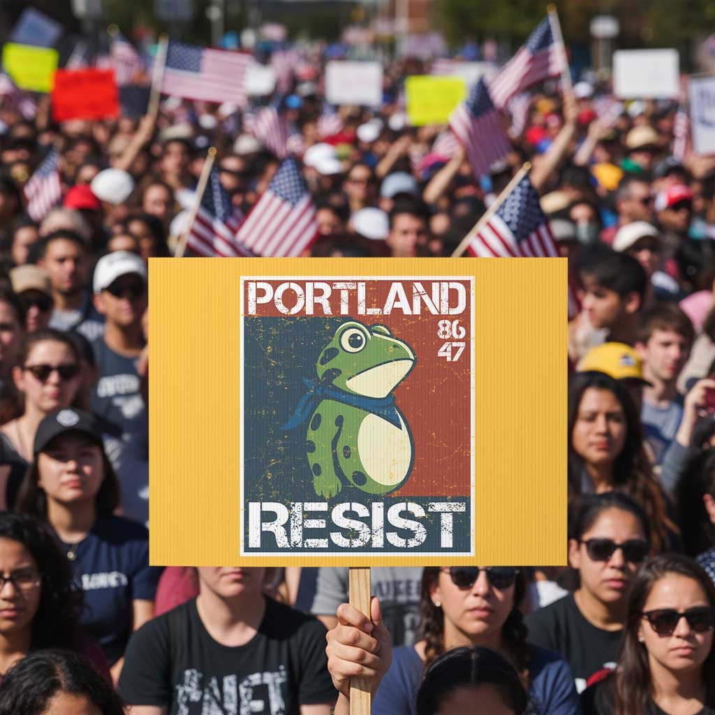 Portland Resist Retro Frog 8647 Protest Sign Political Satire Protest Poster Graphic TS02 Horizontal 18