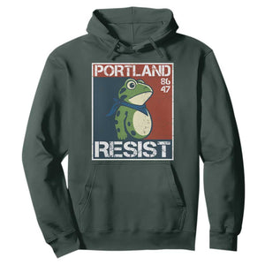 Portland Resist Retro Frog 8647 Hoodie Political Satire Protest Poster Graphic TS02 Dark Forest Green Print Your Wear