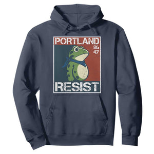 Portland Resist Retro Frog 8647 Hoodie Political Satire Protest Poster Graphic TS02 Navy Print Your Wear
