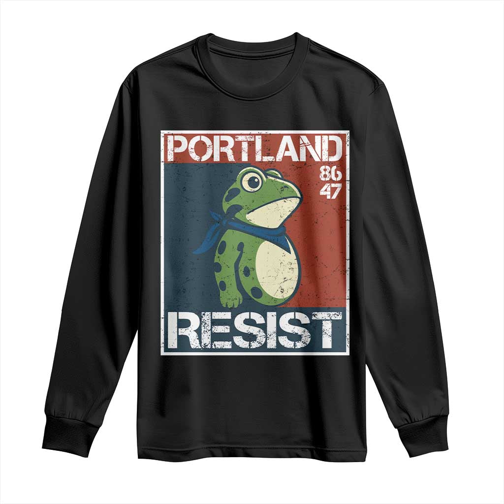 Portland Resist Retro Frog 8647 Long Sleeve Shirt Political Satire Protest Poster Graphic TS02 Black Print Your Wear