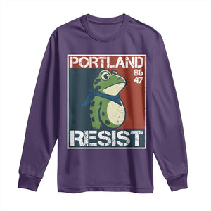 Portland Resist Retro Frog 8647 Long Sleeve Shirt Political Satire Protest Poster Graphic TS02 Purple Print Your Wear
