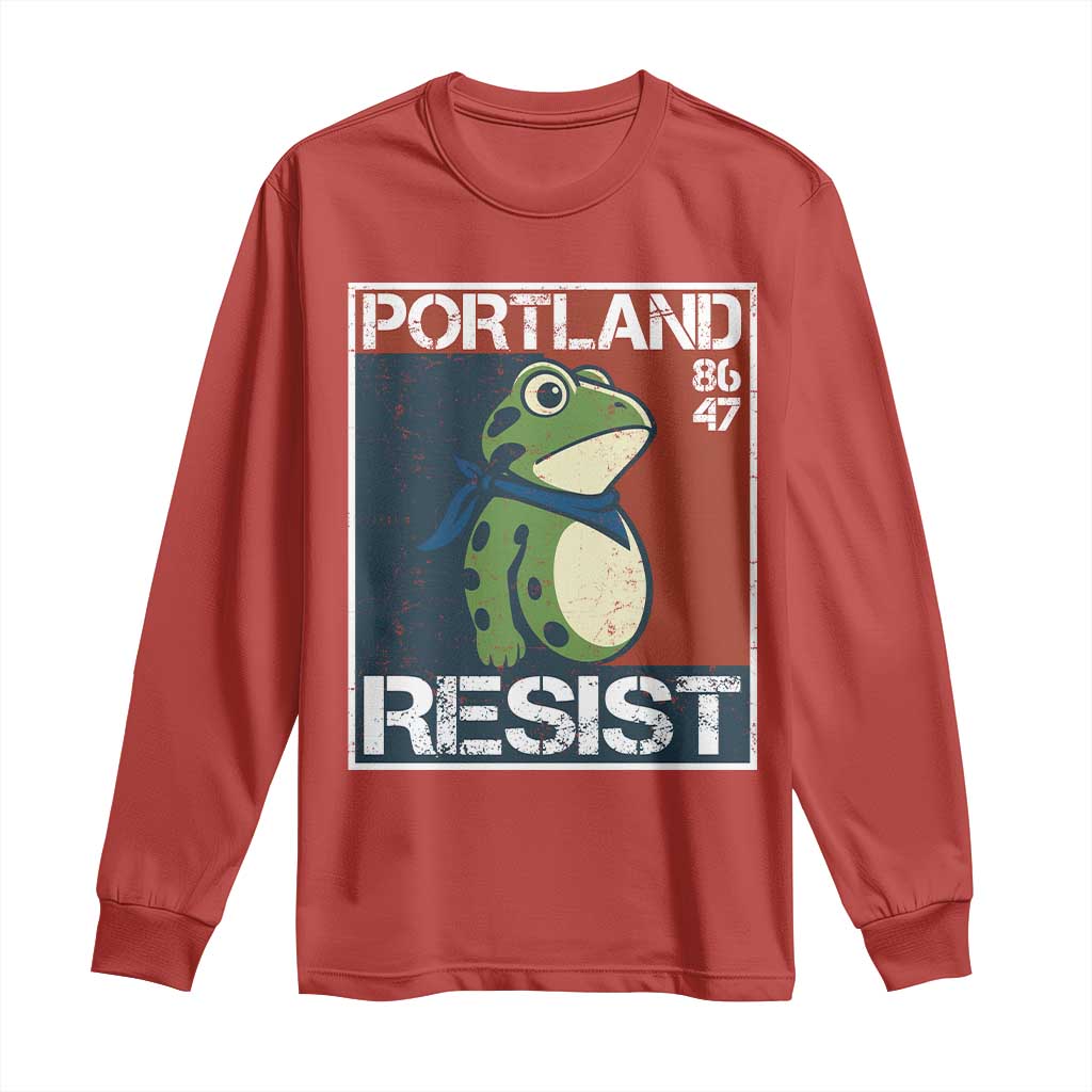 Portland Resist Retro Frog 8647 Long Sleeve Shirt Political Satire Protest Poster Graphic TS02 Red Print Your Wear