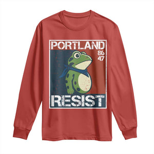 Portland Resist Retro Frog 8647 Long Sleeve Shirt Political Satire Protest Poster Graphic TS02 Red Print Your Wear