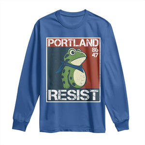 Portland Resist Retro Frog 8647 Long Sleeve Shirt Political Satire Protest Poster Graphic TS02 Royal Blue Print Your Wear