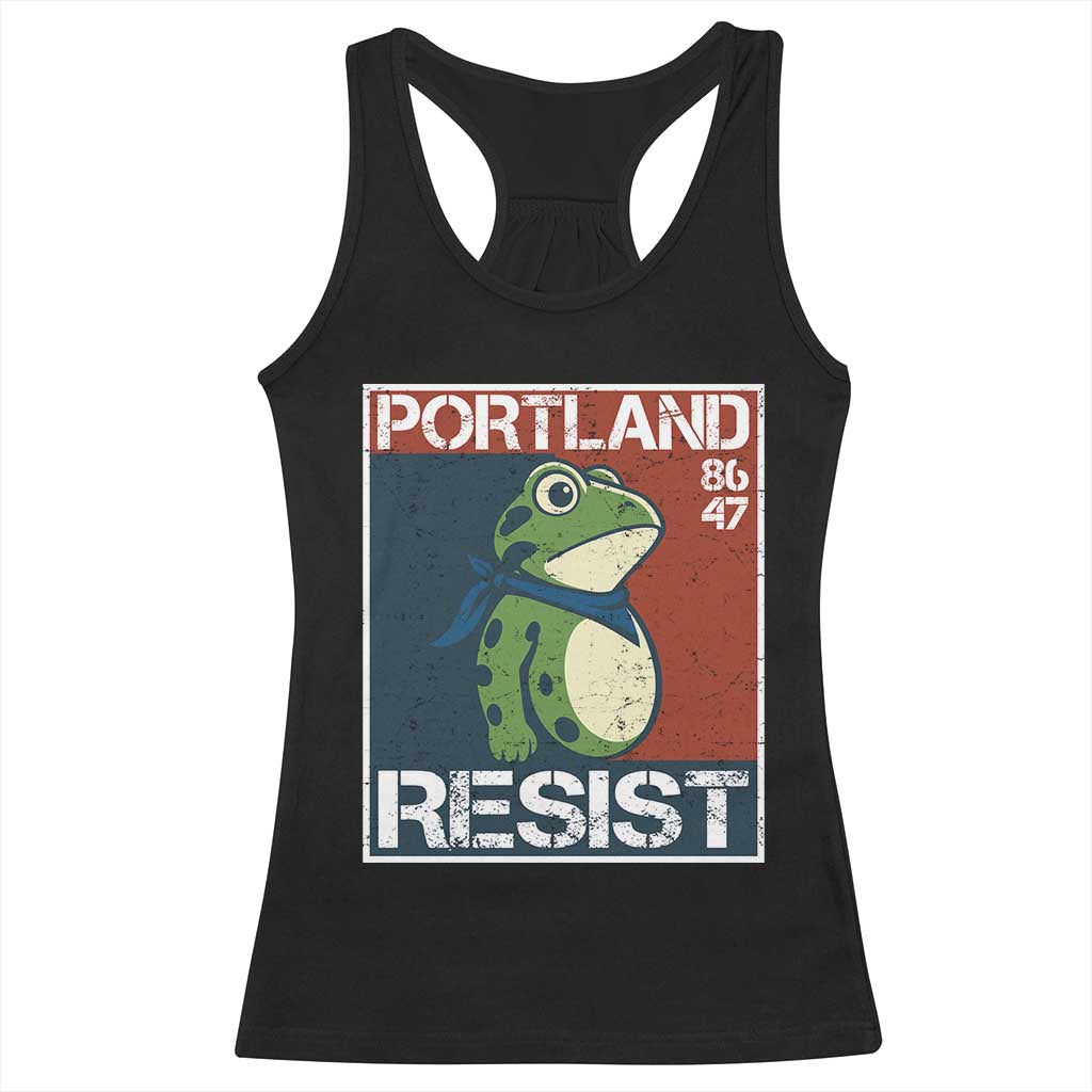 Portland Resist Retro Frog 8647 Racerback Tank Top Political Satire Protest Poster Graphic TS02 Black Print Your Wear