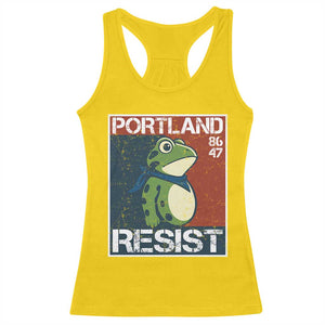 Portland Resist Retro Frog 8647 Racerback Tank Top Political Satire Protest Poster Graphic TS02 Daisy Print Your Wear