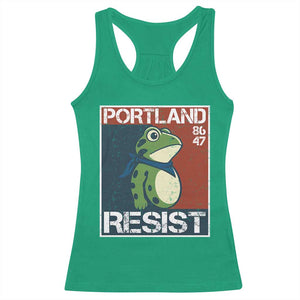 Portland Resist Retro Frog 8647 Racerback Tank Top Political Satire Protest Poster Graphic TS02 Irish Green Print Your Wear