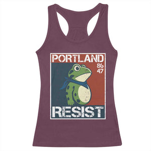 Portland Resist Retro Frog 8647 Racerback Tank Top Political Satire Protest Poster Graphic TS02 Maroon Print Your Wear