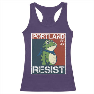 Portland Resist Retro Frog 8647 Racerback Tank Top Political Satire Protest Poster Graphic TS02 Purple Print Your Wear