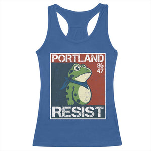Portland Resist Retro Frog 8647 Racerback Tank Top Political Satire Protest Poster Graphic TS02 Royal Blue Print Your Wear