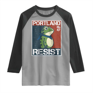 Portland Resist Retro Frog 8647 Raglan Shirt Political Satire Protest Poster Graphic TS02 Sport Gray Black Print Your Wear