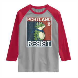 Portland Resist Retro Frog 8647 Raglan Shirt Political Satire Protest Poster Graphic TS02 Sport Gray Red Print Your Wear