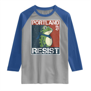 Portland Resist Retro Frog 8647 Raglan Shirt Political Satire Protest Poster Graphic TS02 Sport Gray Royal Print Your Wear