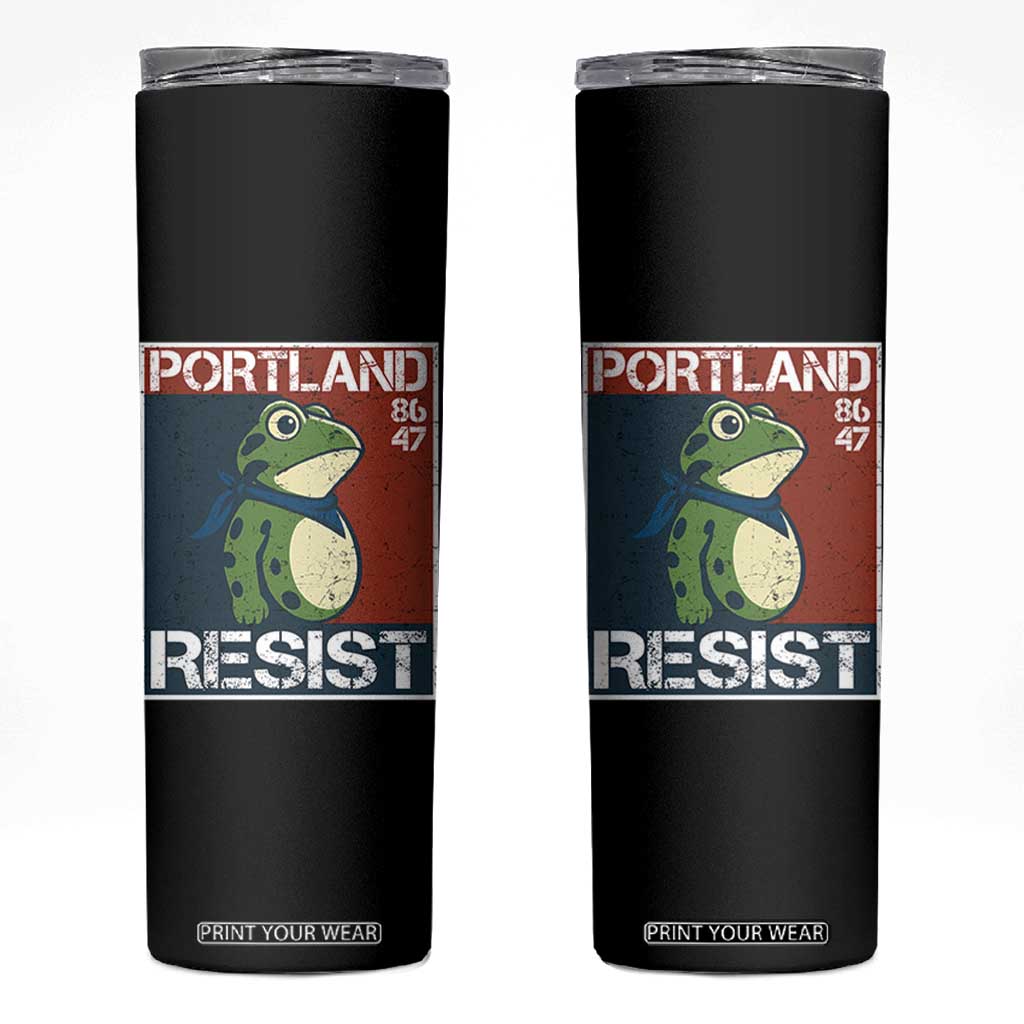 Portland Resist Retro Frog 8647 Skinny Tumbler Political Satire Protest Poster Graphic TS02 Black Print Your Wear