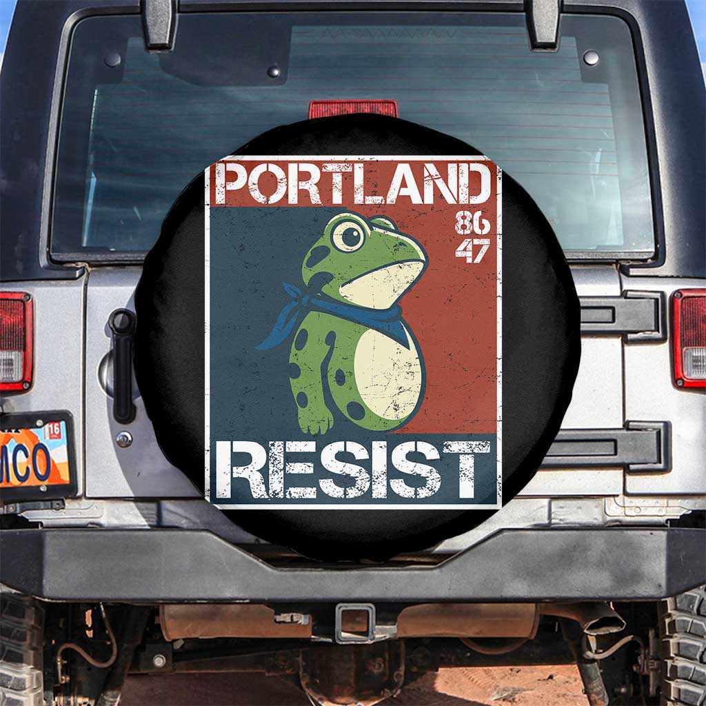 Portland Resist Retro Frog 8647 Spare Tire Cover Political Satire Protest Poster Graphic TS02 No hole Black Print Your Wear