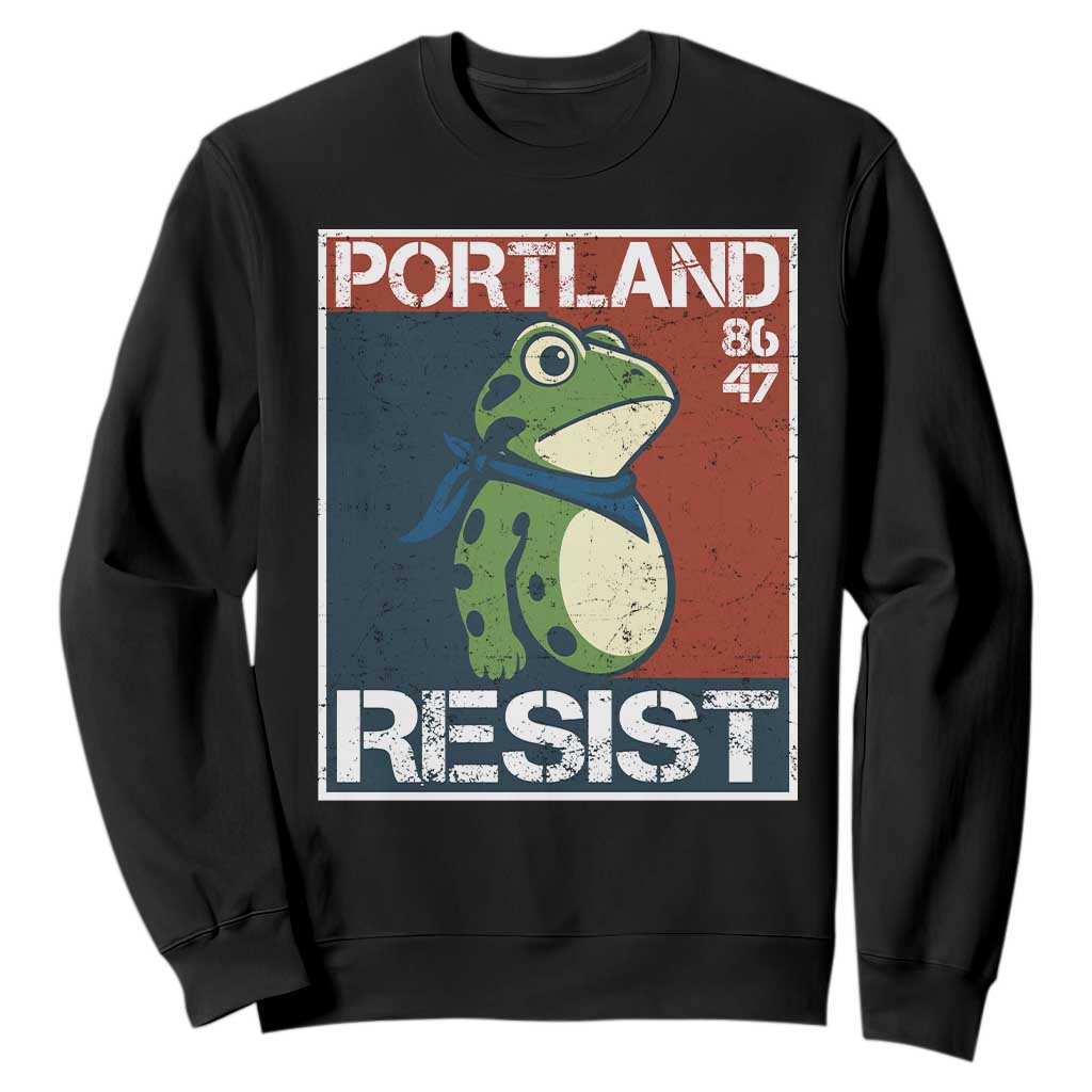 Portland Resist Retro Frog 8647 Sweatshirt Political Satire Protest Poster Graphic TS02 Black Print Your Wear
