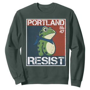 Portland Resist Retro Frog 8647 Sweatshirt Political Satire Protest Poster Graphic TS02 Dark Forest Green Print Your Wear
