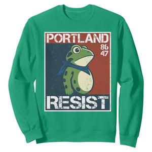 Portland Resist Retro Frog 8647 Sweatshirt Political Satire Protest Poster Graphic TS02 Irish Green Print Your Wear