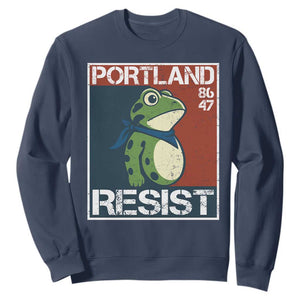 Portland Resist Retro Frog 8647 Sweatshirt Political Satire Protest Poster Graphic TS02 Navy Print Your Wear