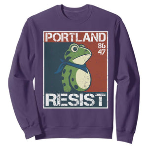 Portland Resist Retro Frog 8647 Sweatshirt Political Satire Protest Poster Graphic TS02 Purple Print Your Wear