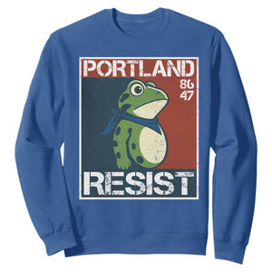 Portland Resist Retro Frog 8647 Sweatshirt Political Satire Protest Poster Graphic TS02 Royal Blue Print Your Wear