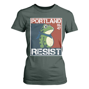 Portland Resist Retro Frog 8647 T Shirt For Women Political Satire Protest Poster Graphic TS02 Dark Forest Green Print Your Wear