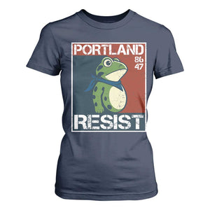Portland Resist Retro Frog 8647 T Shirt For Women Political Satire Protest Poster Graphic TS02 Navy Print Your Wear