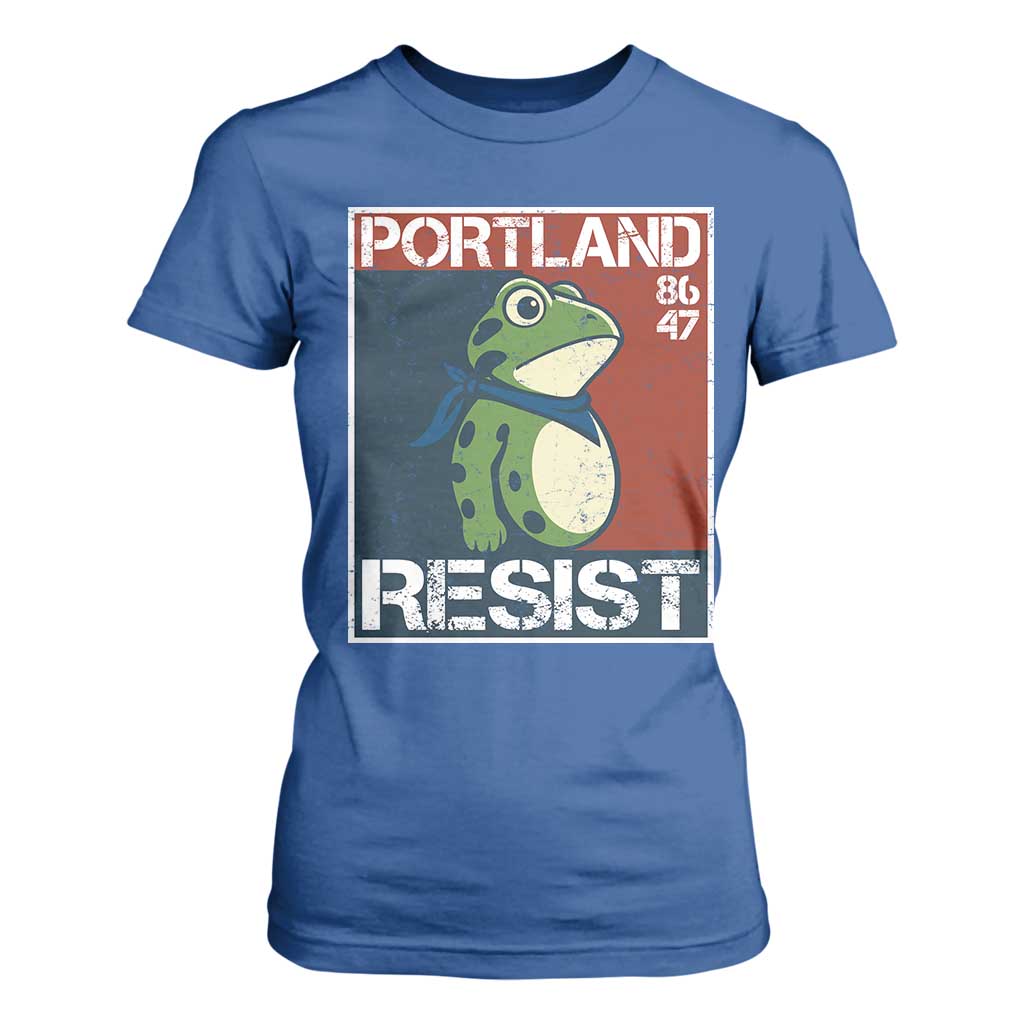 Portland Resist Retro Frog 8647 T Shirt For Women Political Satire Protest Poster Graphic TS02 Royal Blue Print Your Wear