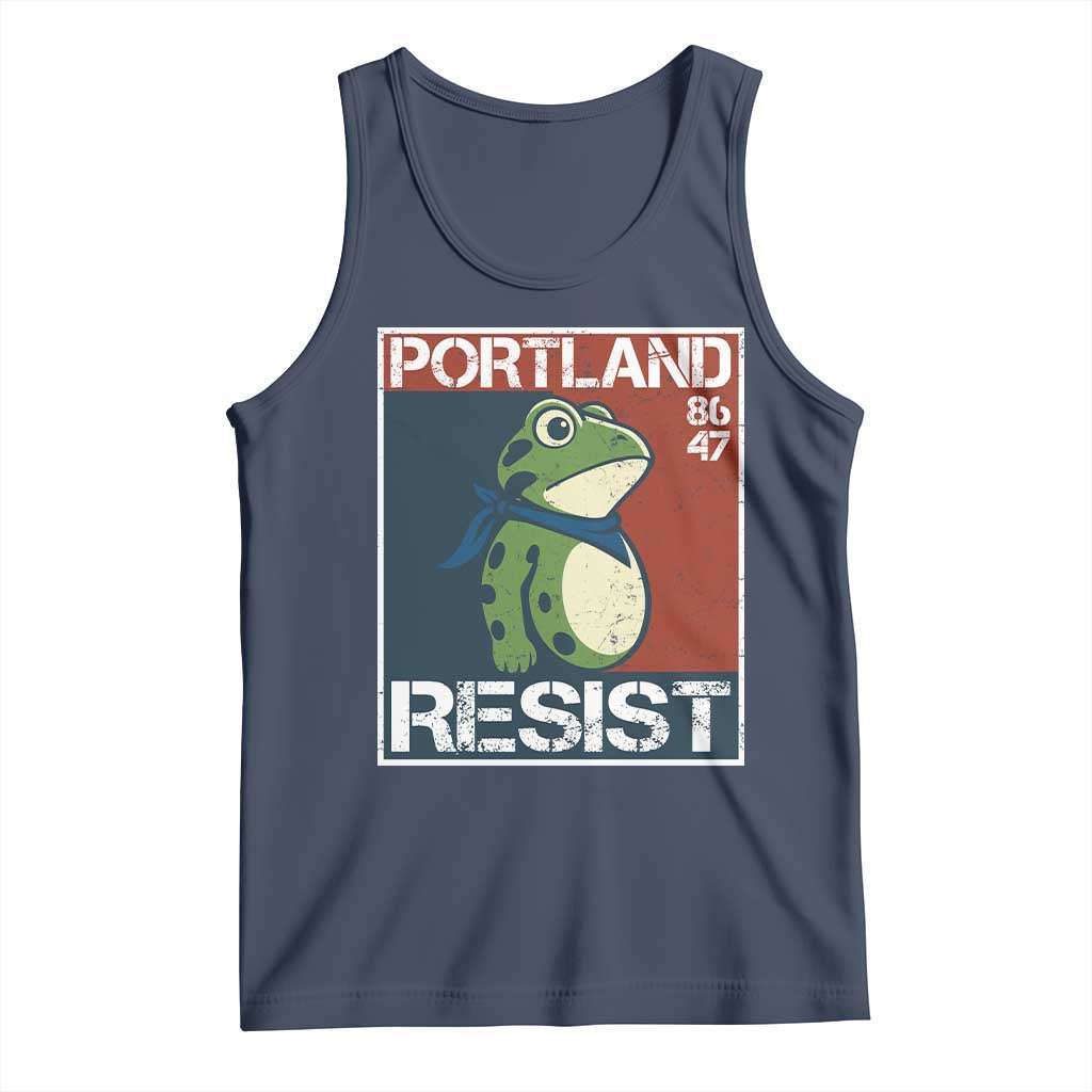 Portland Resist Retro Frog 8647 Tank Top Political Satire Protest Poster Graphic TS02 Navy Print Your Wear